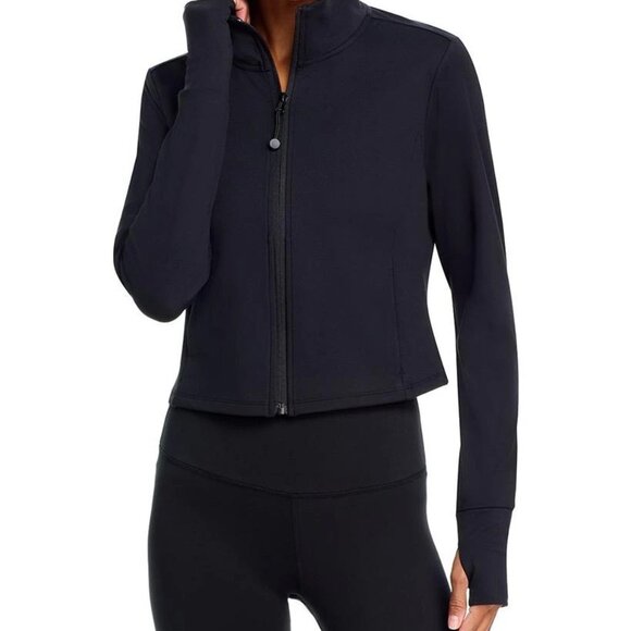 AQUA Cropped Full Zip Mock Neck Jacket Black XS NWT - Picture 6 of 7